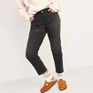 NWT Old Navy Mid-Rise Built-In Warm Black-Wash Boyfriend Jeans